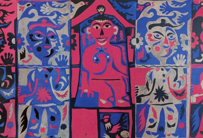  

《醒.幻.夢》局部，剪紙、拼貼、三聯(lián)畫，1985年
