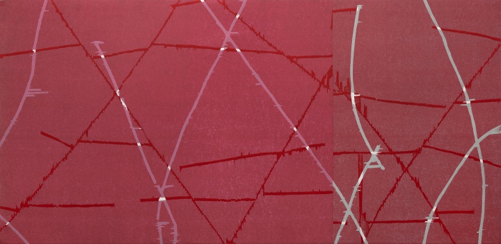 《無題》85×175cm 套色木板刻畫 2020
《無題》85×175cm 套色木板刻畫 2020
