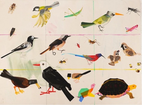 卞少之，《寫生珍禽圖 》，布面油畫，120×160 cm ， 2020
