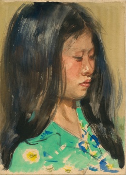宗其香，《平梅像》，紙本水彩，18.5cm×13.3cm，1959年
