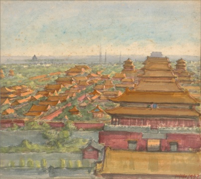 宗其香，《鳥瞰紫禁城》，紙本水彩，23.5cm×26.5cm，1947年
