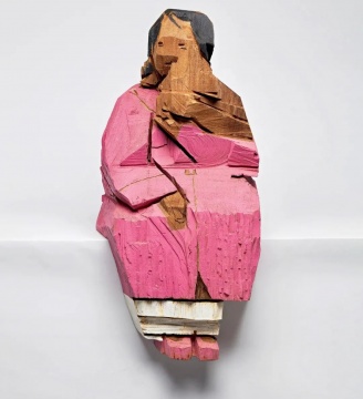 
朱銘“人間”系列《獨坐少女》
76×43×39cm 木雕 1998
