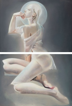 鮫人泣珠-月的潮汐 2021 布面油畫 180×125cm
鮫人泣珠-月的潮汐 2021 布面油畫 180×125cm