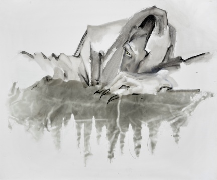 自畫像:獸族K的憂郁 2023 布面油畫,水晶樹脂膠 235x195cm
自畫像:獸族K的憂郁 2023 布面油畫,水晶樹脂膠 235x195cm