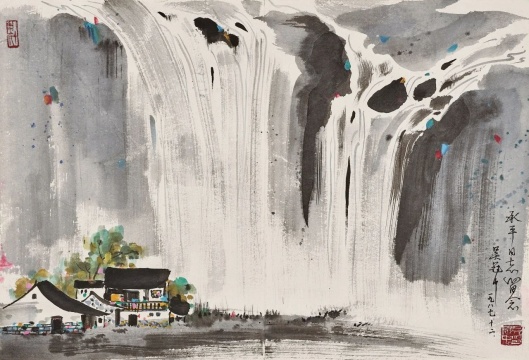 LOT328?吳冠中（1919-2010）飛瀑圖
設色紙本鏡心
42 × 63 cm
題識：承平同志留念。吳冠中，一九八七，十二。
鈐印：吳冠中印、八十年代
說明：此作品系榮寶齋庫存，附榮寶齋書畫真跡證書。
估價：RMB 2,800,000 - 3,800,000


