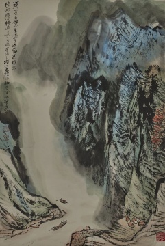 LOT165何海霞 (1908-1998) 岸巖千壁

設色紙本 立軸

68 × 45.5 cm 約 2.8 平尺

 

題識：在歲小寧河之游，化圖贈許靜同志正。何海霞。岸巖千壑立，峽道九腸回。風景絕妙幽，深勝過三峽。

鈐印：何瀛、海霞、以造化為師

 

估價：RMB: 250,000 - 350,000
