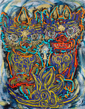 《雙生的守護狛犬》
116.7×91cm 布面丙烯 202
《雙生的守護狛犬》
116.7×91cm 布面丙烯 202