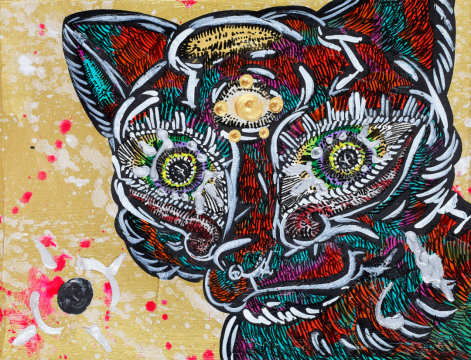 《神獸 護家貓》
27×35cm 布面丙烯 2024
《神獸 護家貓》
27×35cm 布面丙烯 2024