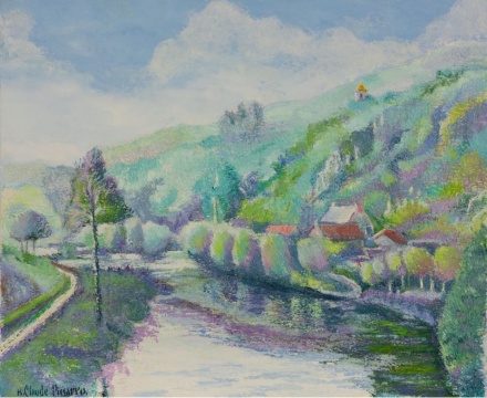 《Sur l’Orne Le Moulin de Maizet》(在奧恩河上的梅澤磨坊),H. Claude Pissarro 克勞德·畢沙羅(1935-至今),布面油畫,46 x 55 cm
《Sur l’Orne Le Moulin de Maizet》(在奧恩河上的梅澤磨坊),H. Claude Pissarro 克勞德·畢沙羅(1935-至今),布面油畫,46 x 55 cm