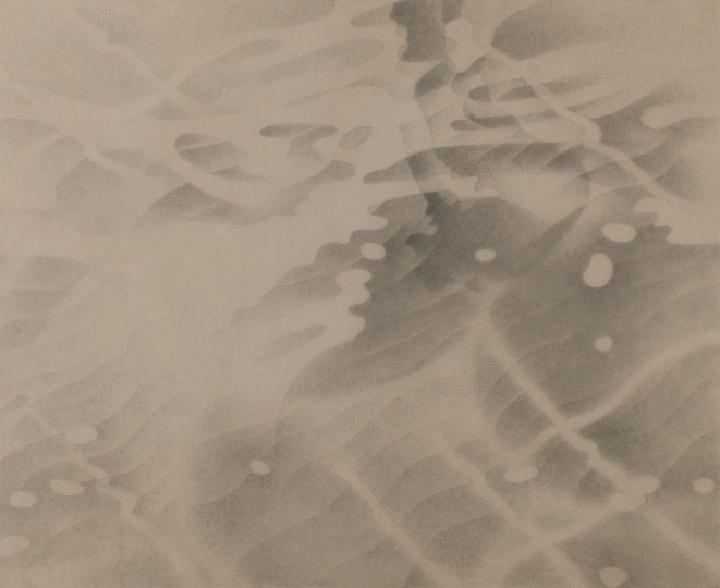 《睡蓮溫室》180×220cm 赤玉土、色粉、亞麻布 2024
《睡蓮溫室》180×220cm 赤玉土、色粉、亞麻布 2024