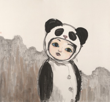 《熊貓寶寶》 180×192cm 紙本水墨 2009
《熊貓寶寶》 180×192cm 紙本水墨 2009