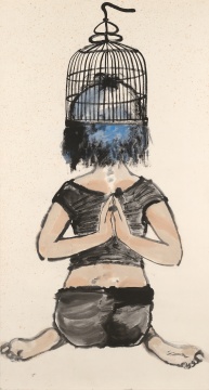 《瑜伽》 180×97cm 紙本水墨 2009
《瑜伽》 180×97cm 紙本水墨 2009