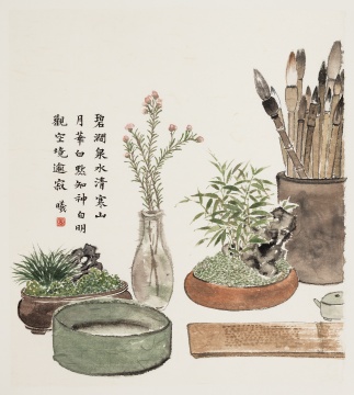 案頭山林 43×39cm 紙本水墨 2019
案頭山林 43×39cm 紙本水墨 2019